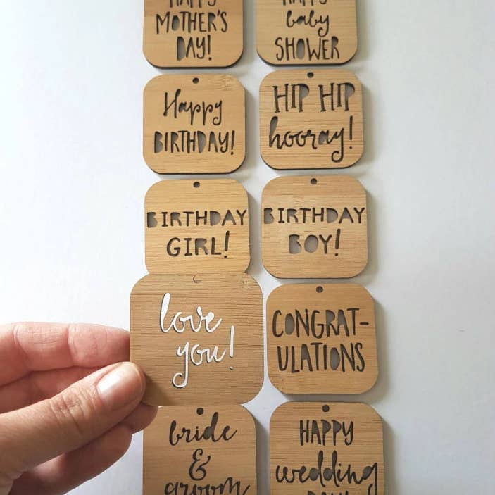 Wooden Gift Tags for wholesale by Little Birdy Finds