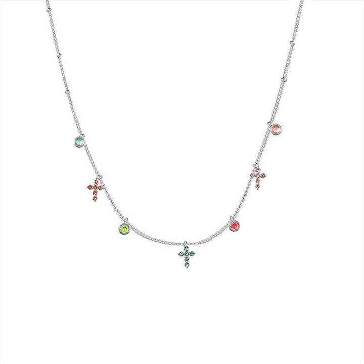 AMORINO SRL - Wholesale Pendant/Charm Necklace - NECKLACE WITH PENDANT CROSSES IN ZIRCON - YC25744B2521