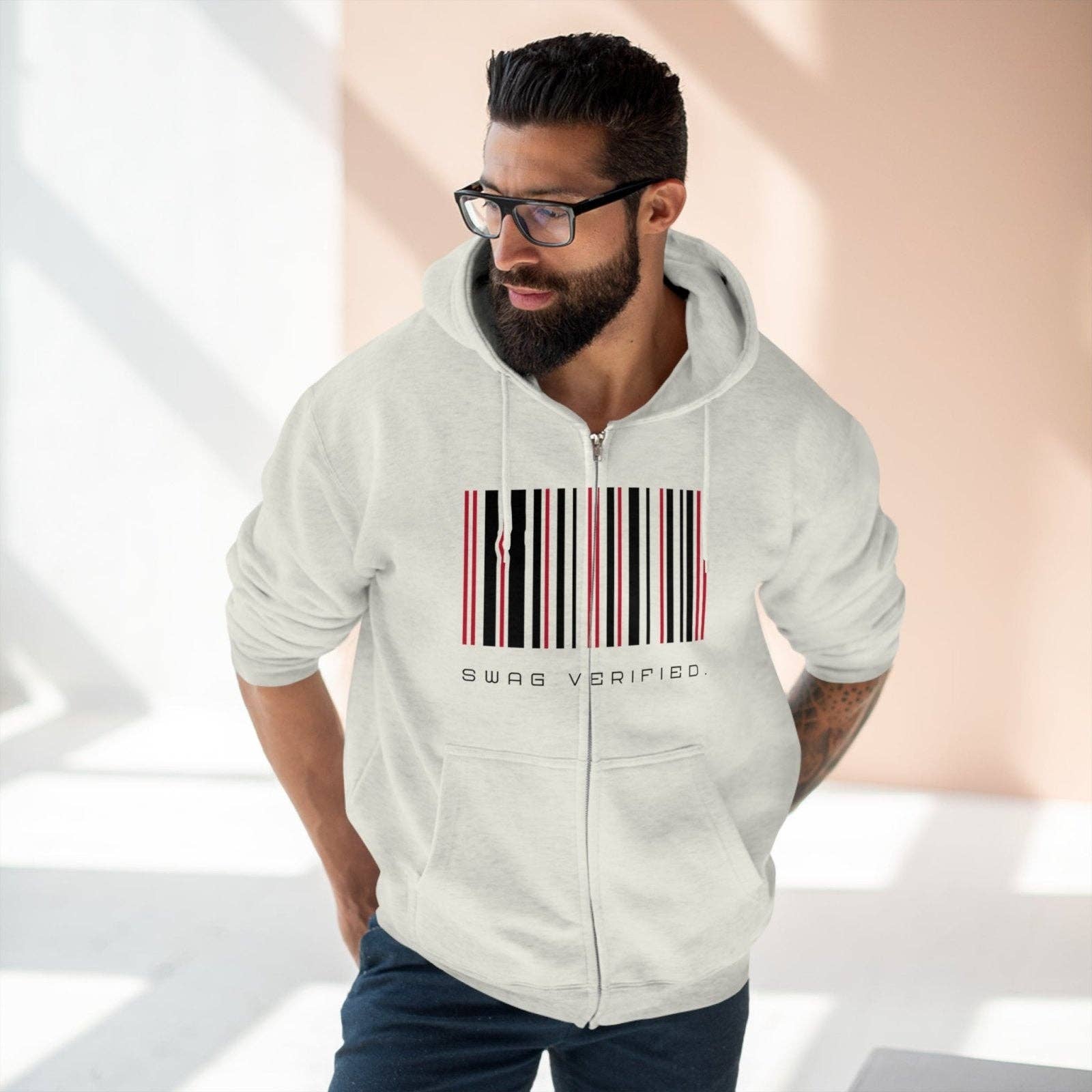 Ohhh So Swag - Wholesale Hoodie - Unisex - Swag Verified. Barcode Unisex Premium Full Zip Hoodie | US29