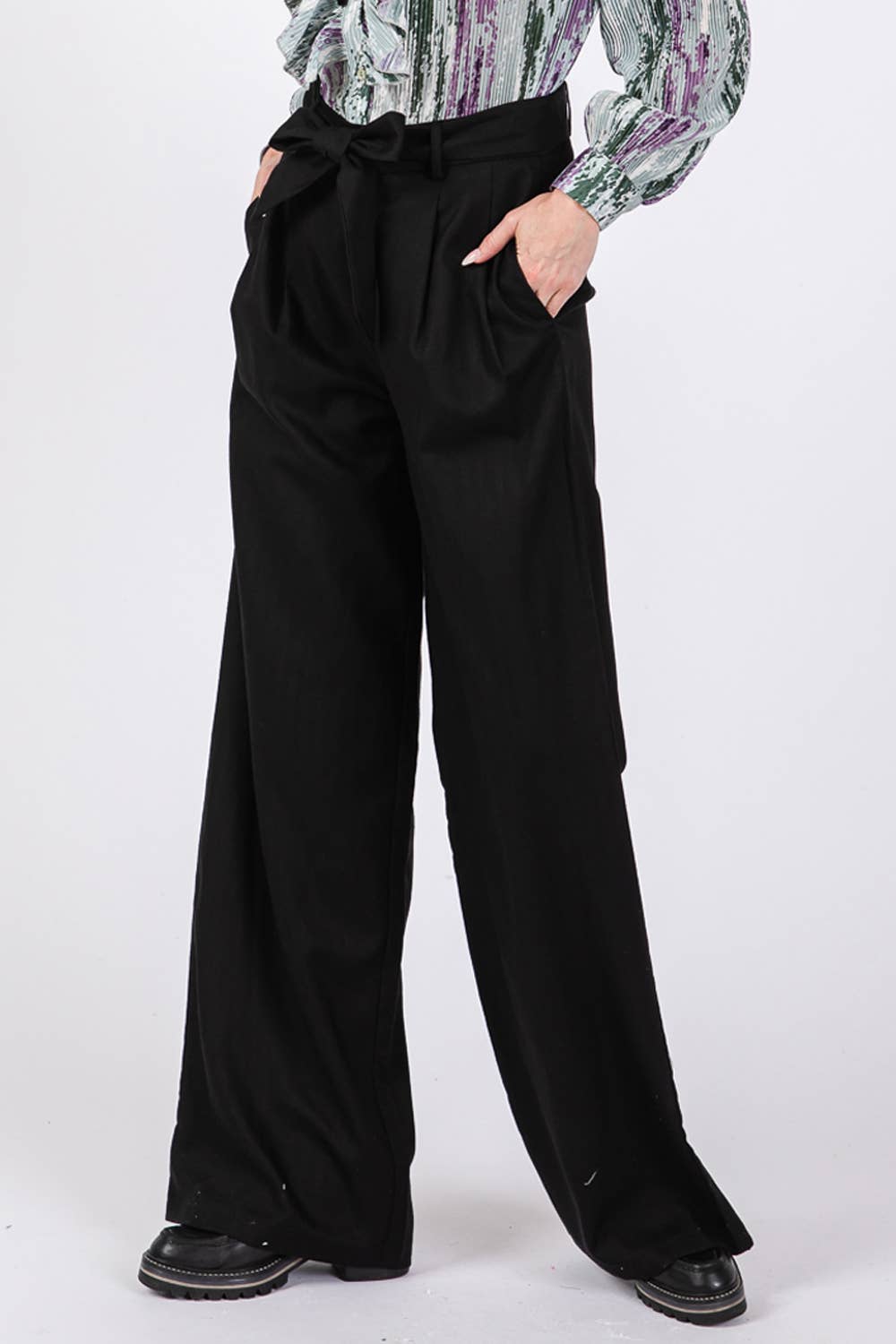 Sage + Fig - Wholesale Pants - Women's - HIGH WAIST BELTED PANTS (SP7328)15