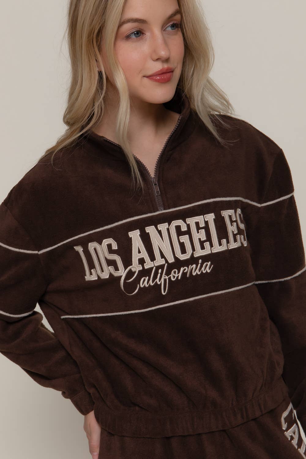 Active Basic | Active USA – wholesale Sweatshirt – Women's – Half Zip Up Mock Neck Embroidery Fleece Top6