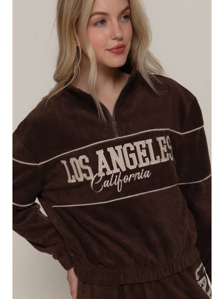 Active Basic | Active USA - Wholesale Sweatshirt - Dames - Halve Rits Mock Neck Geborduurde Fleece Top6