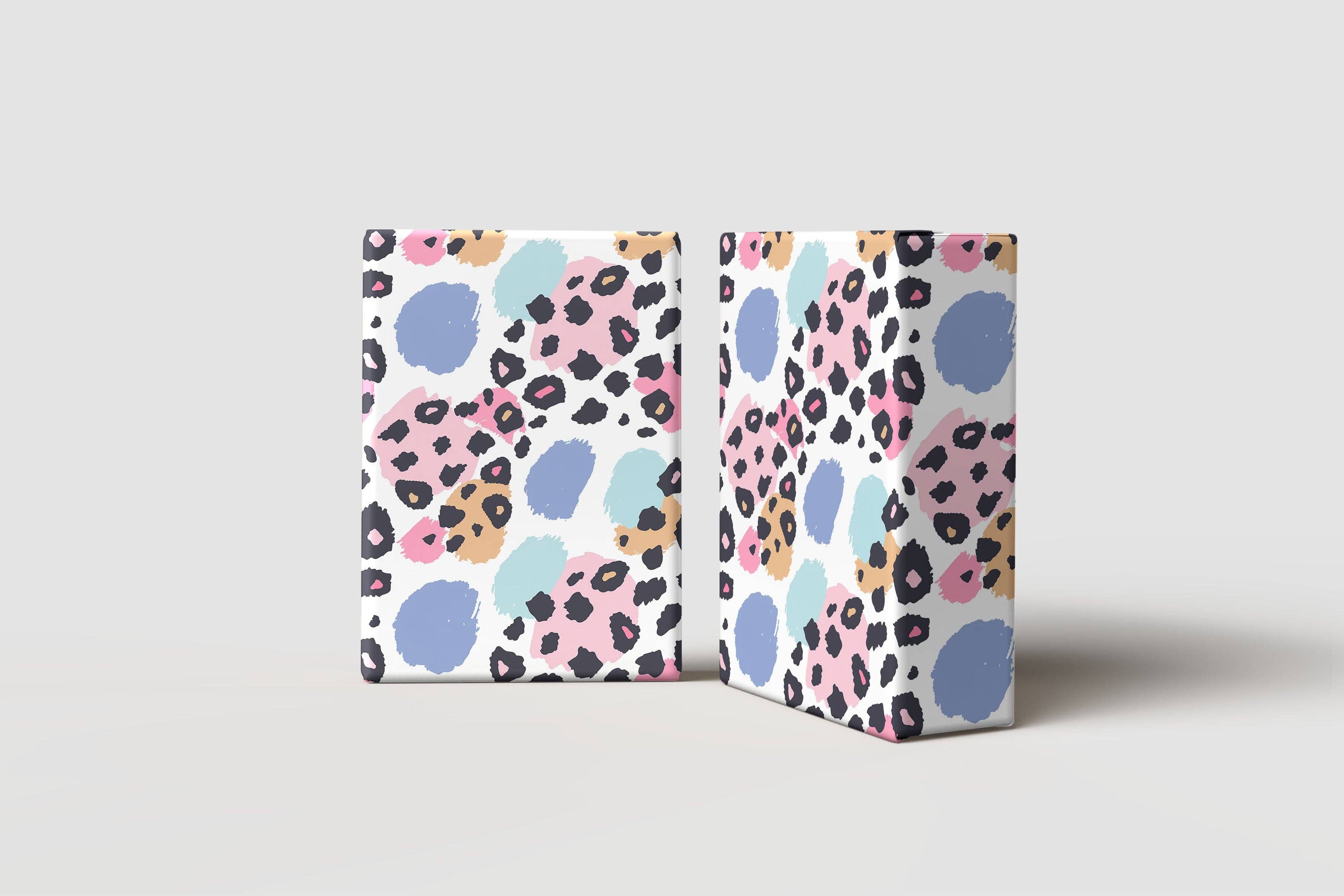 House of Binky - Wholesale Flat Wrap - Pastel Leopard Print Wrapping Paper – Colourful Brush Stroke Gift Wrap in Pink, Blue & Mustard Spots4