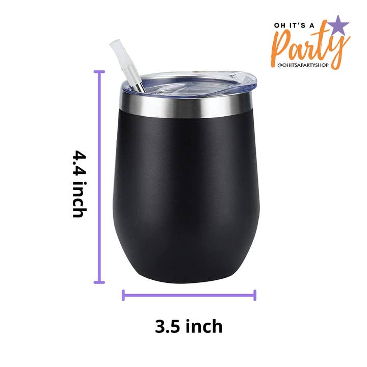 Oh It's A Party - Wholesale Insulated Mug/Tumbler - the Real Housewives 12Oz Wine Tumbler, Stainless Steel Black2