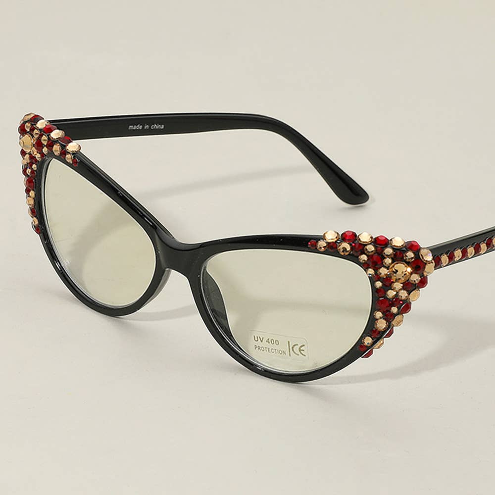 Sensibling Corp. - Wholesale Sunglasses - Women's - Bubbly Austrian Crystal Cat Eye Optical Glasses0