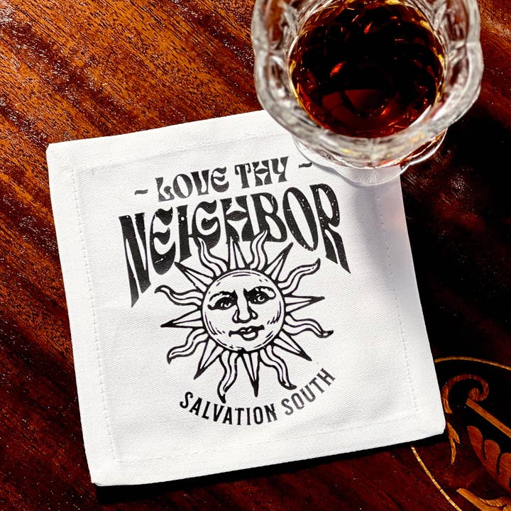 The Love Thy Neighbor Cocktail Napkin for wholesale by Salvation South