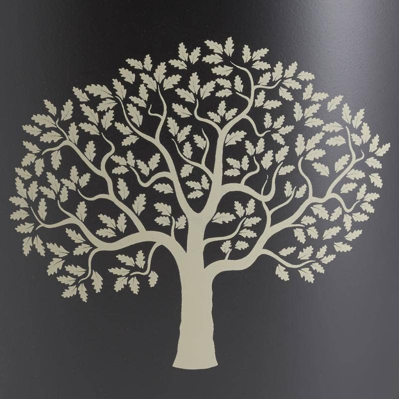 Aubry Gaspard - Venta al por mayor Cesta/caja de almacenamiento - Caja metálica para pellets negra con diseño de árbol y 3 ruedas3