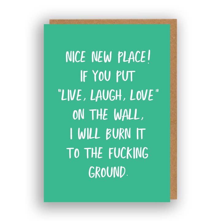 The Sweary Card Co - Wholesale Housewarming Card - Live Laugh Burn New Home Card