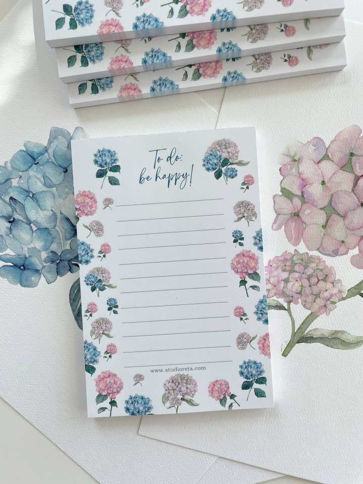 Hydrangeas notepad for wholesale by StudioReta
