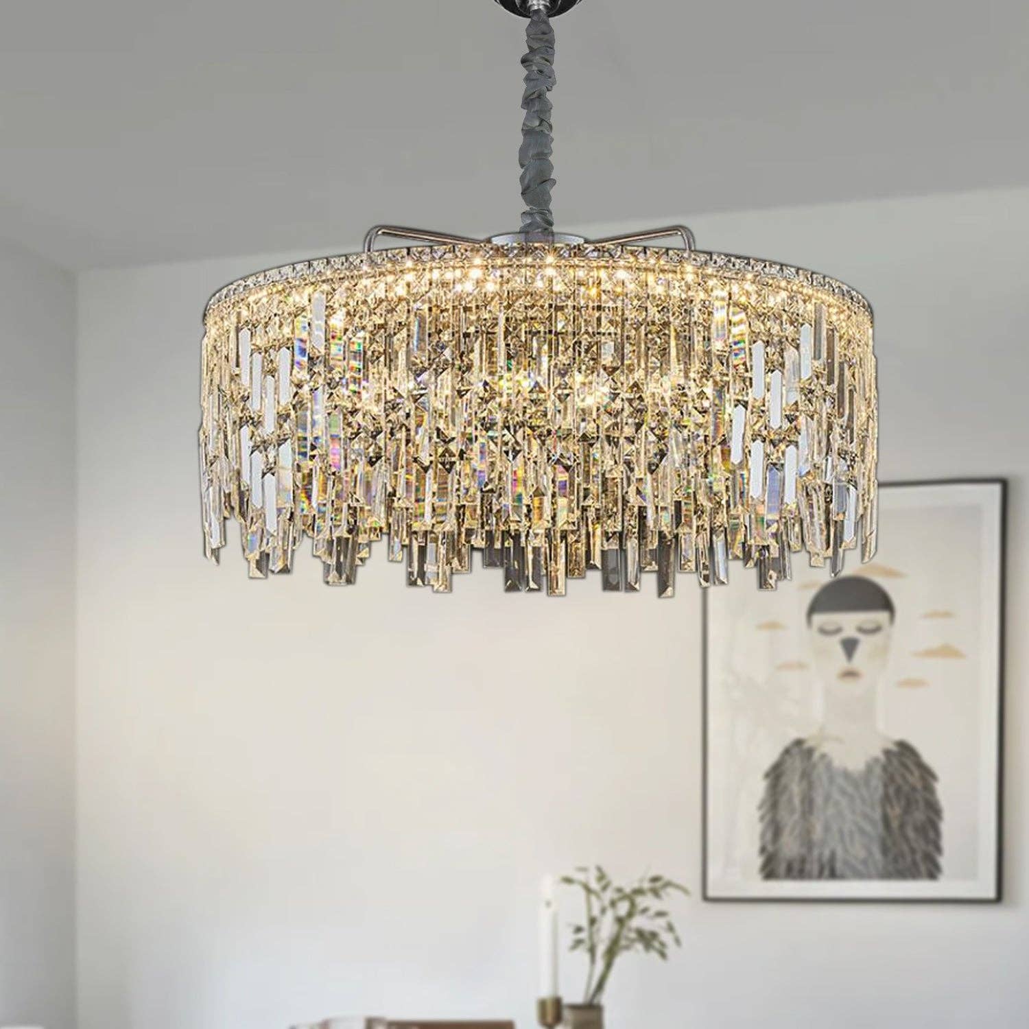 Ledsone - Vente Lustre/Suspension - Lustre moderne en cristal doré à plafond - modèle 480426