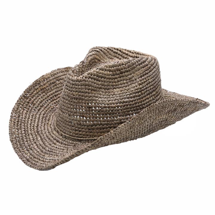 Peter Grimm - Wholesale Cowboy Hat - Unisex - Emilia Adjustable Crochet Raffia Western Drifter Cowboy Hat