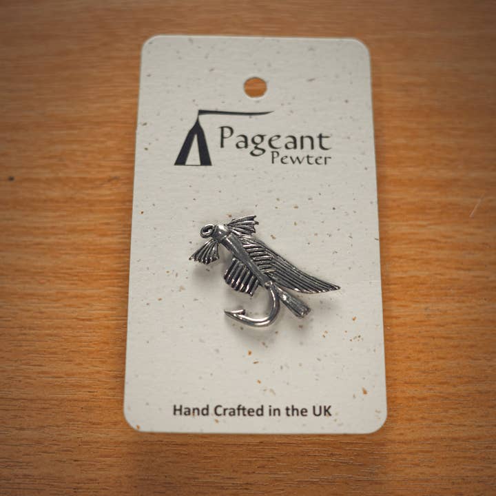 Pageant Pewter – wholesale Lapel pin/button – Pewter Wet Fly Fishing pin badge