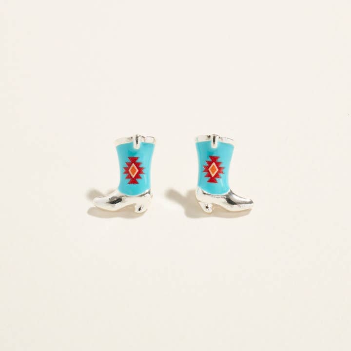 Designature New York - Wholesale Stud/Post Earrings - Western Enamel Cowgirl Boot Pattern Post Earrings16