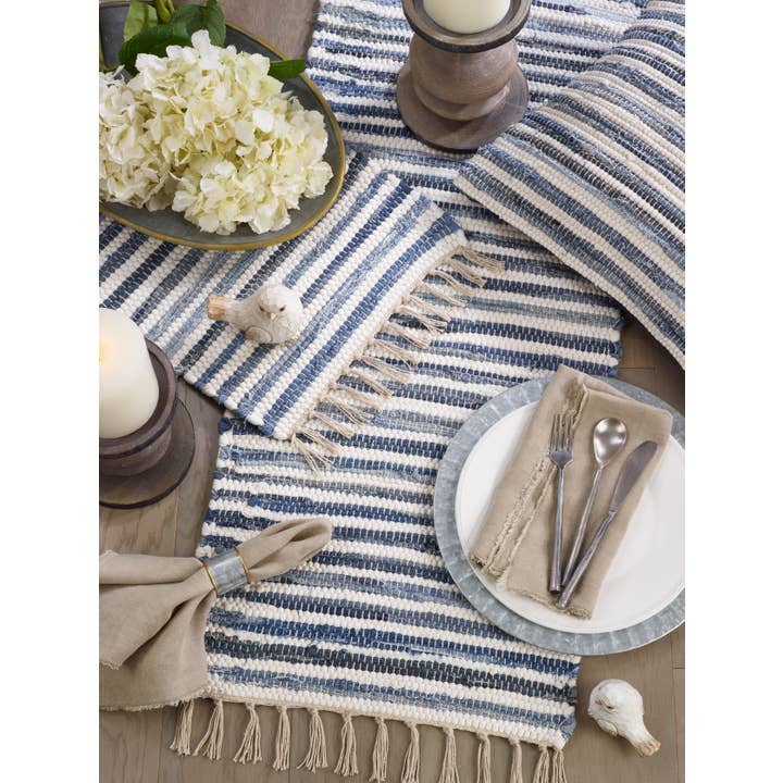 Striped Denim Chindi Runner for wholesale on Faire