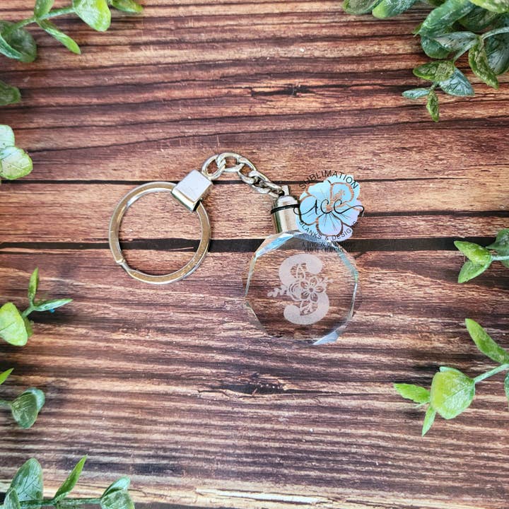 ACC Sublimation Blanks - Wholesale Keychain - Unisex - Glass crystal LED lighted keychain, glass engraving keychain blank, 7 color change LED glass crystal keychain RTS