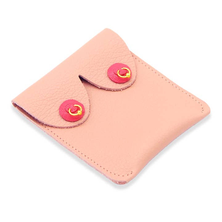 Soho nude Boob purse with piercing, Leather Coin pouch for wholesale by 'Alkemest