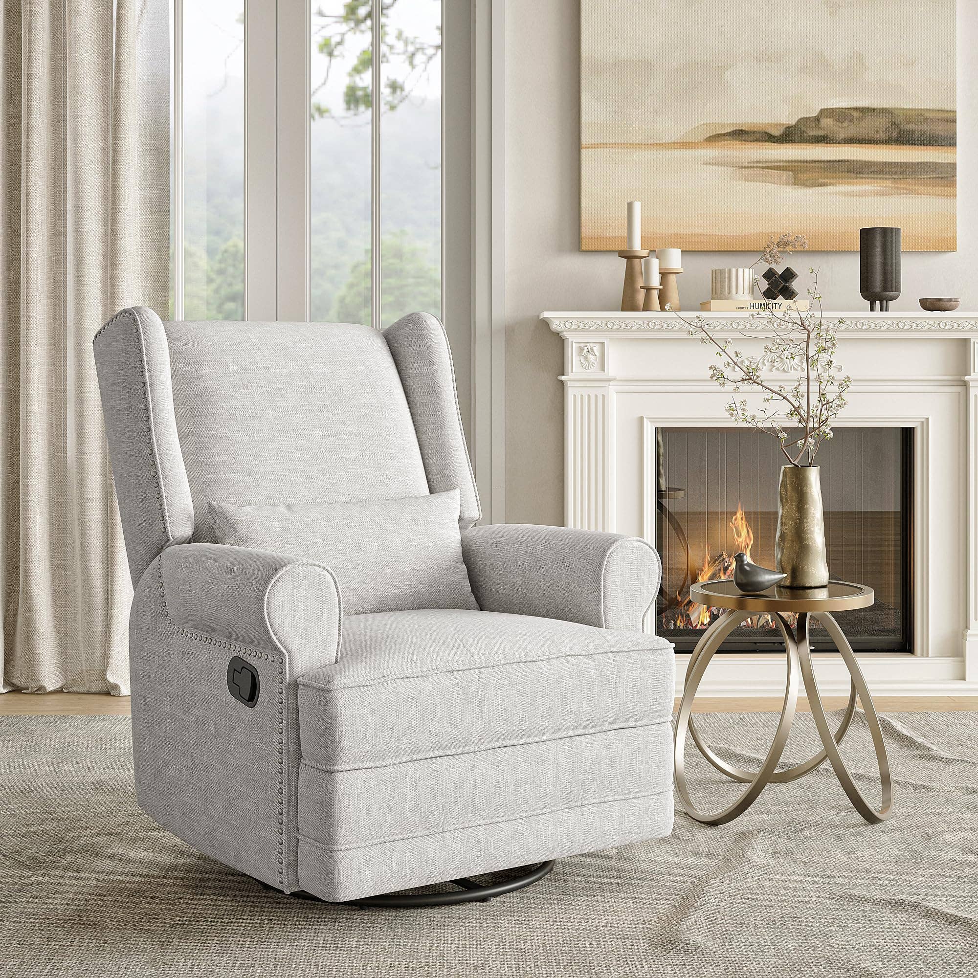 Heynemo - Wholesale Chair - Swivel Upholstered  Recliner Chair with Extra Large Footrest7
