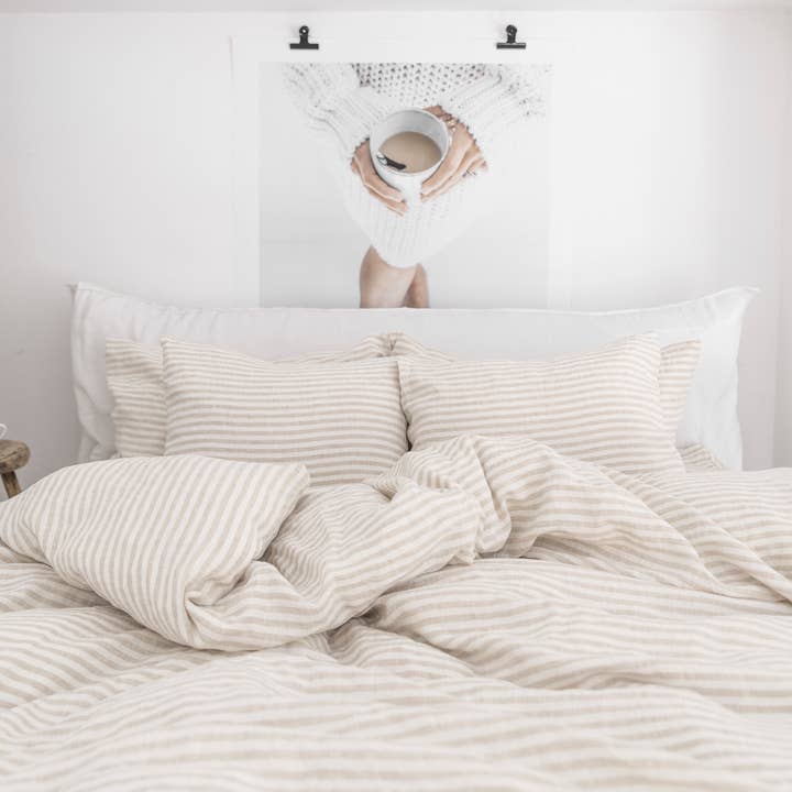 MagicLinen - Wholesale Duvet Cover - Striped in Natural Duvet Cover
