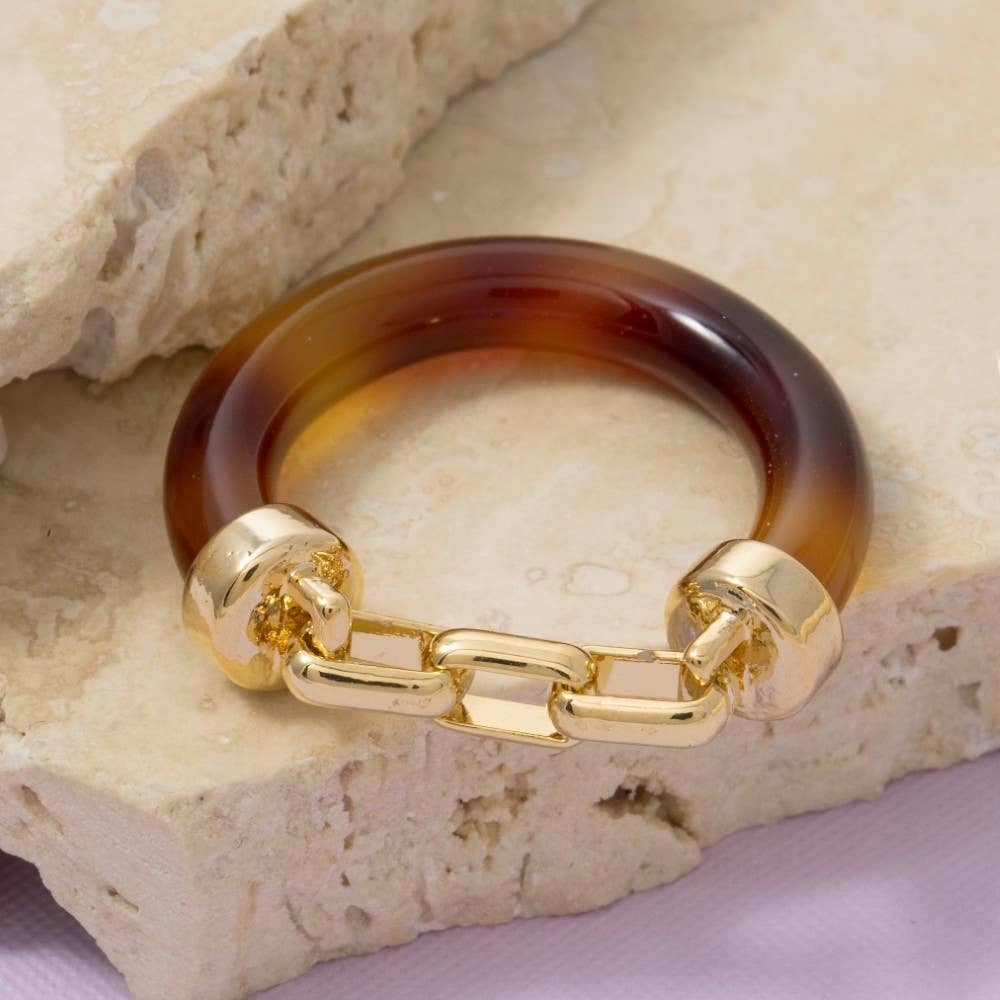 G Chain Accent Tortoise Shell Band Ring for wholesale on Faire0