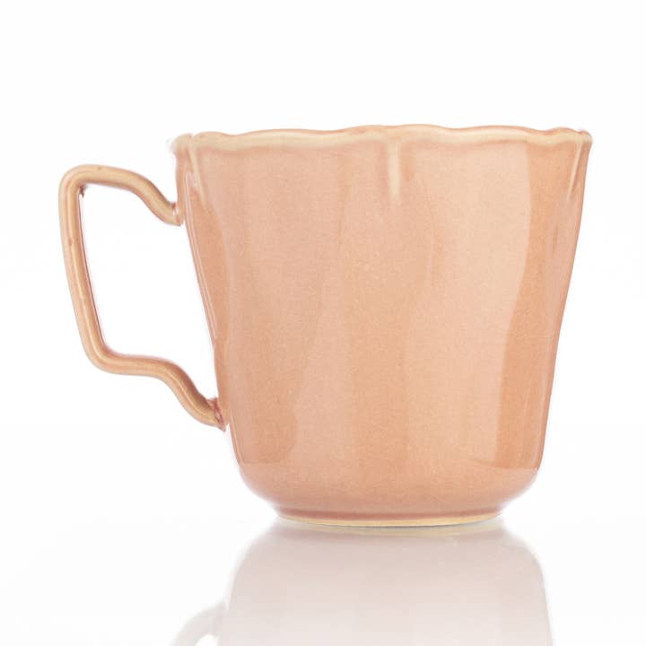 Siip Scalloped Edge Mug Pink Reactive Glaze for wholesale by David Shaw Tableware