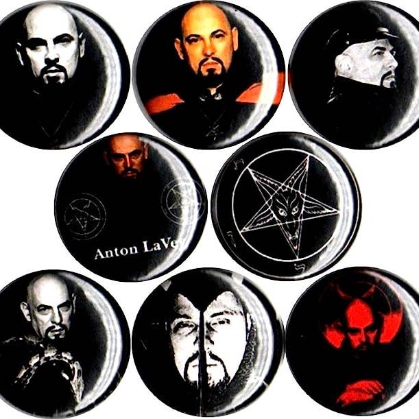 Anton LaVey x 8 1" inch pins buttons badges devil halloween for wholesale by Pinbax Express