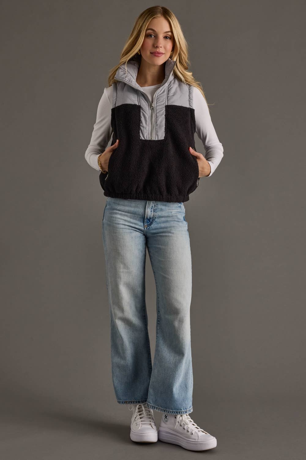 Panache Apparel Co. - Wholesale Outerwear Vest - Women's - Lt. Gray & Black Vest2