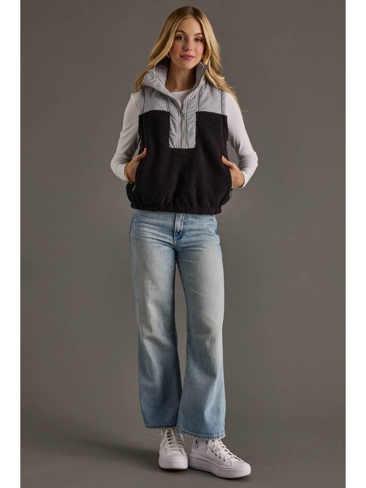 Panache Apparel Co. - Wholesale Outerwear Vest - Women's - Lt. Gray & Black Vest2