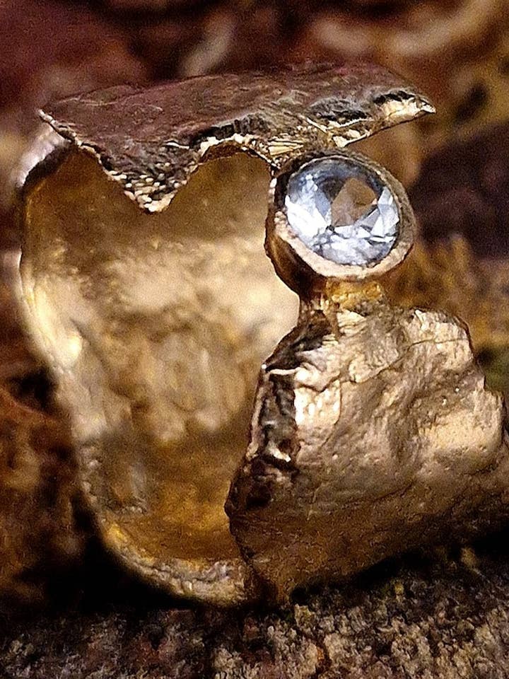 Blue Topaz & Gold Faerie Tale Ring - Ready to Wear for wholesale by Caroline Stokesberry-Lee Jewellery Design