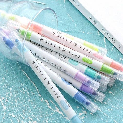 LULUFUNSTUDIO - Wholesale Marker - Mildliner Type Colourful Dual Pens 12set