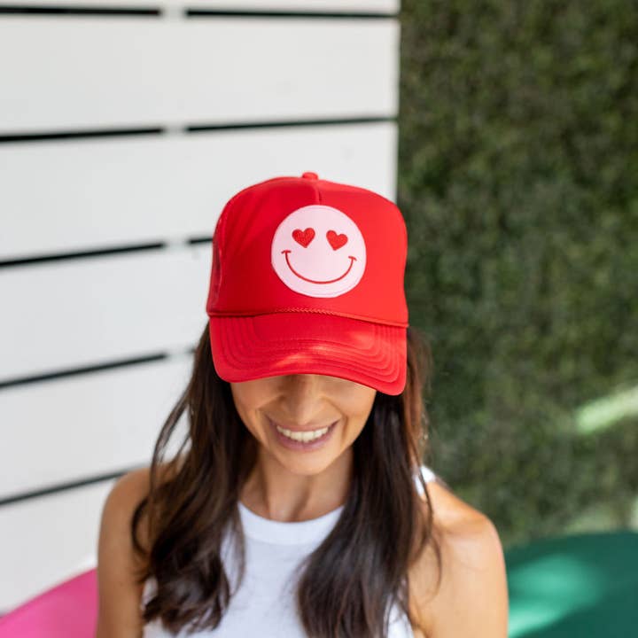 Casquette Confettees Happy Heart Trucker, rouge pour la vente par Confettees
