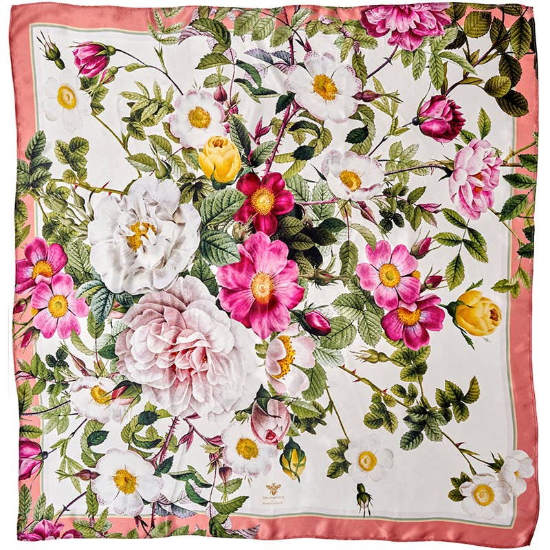 Koustrupco - Venta al por mayor Bufanda - Mujer - Bufanda de seda para jardín de rosas, 90 x 90 cm4