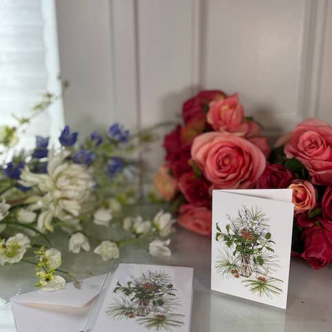 Vivid Cottage - Wholesale Season's Greetings Card - Gift Enclosure Card - Winter Pine Bouquet2