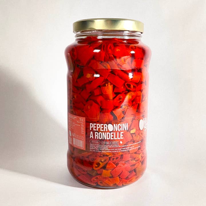 Peperoncini i skivor (paprika i skivor i solrosolja) 2800 g för wholesale av OLIO DI SERRA