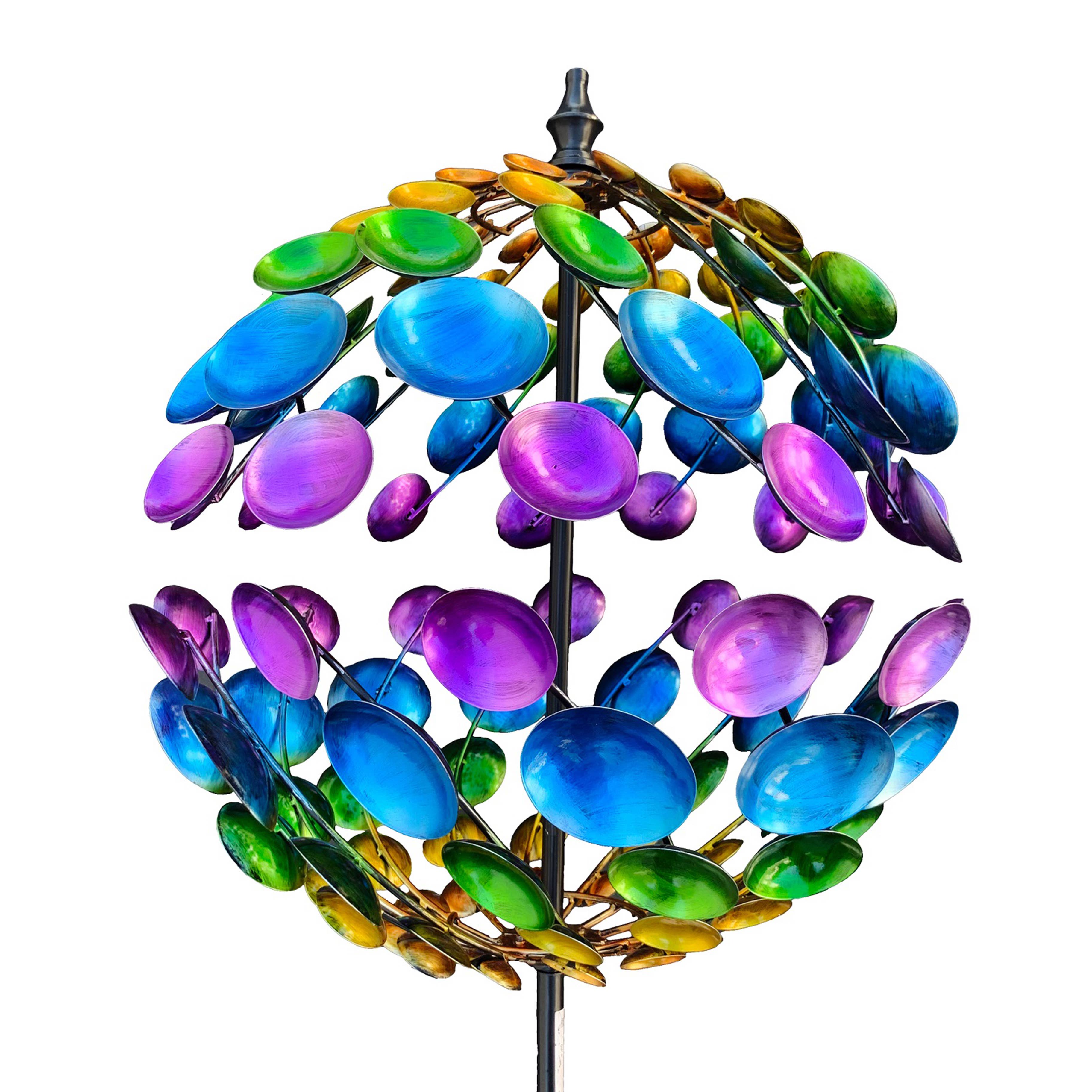 Continental Art Center - Wholesale Wind Spinner - Metal Colorful Sphere Kinetic Wind Spinner Stake2