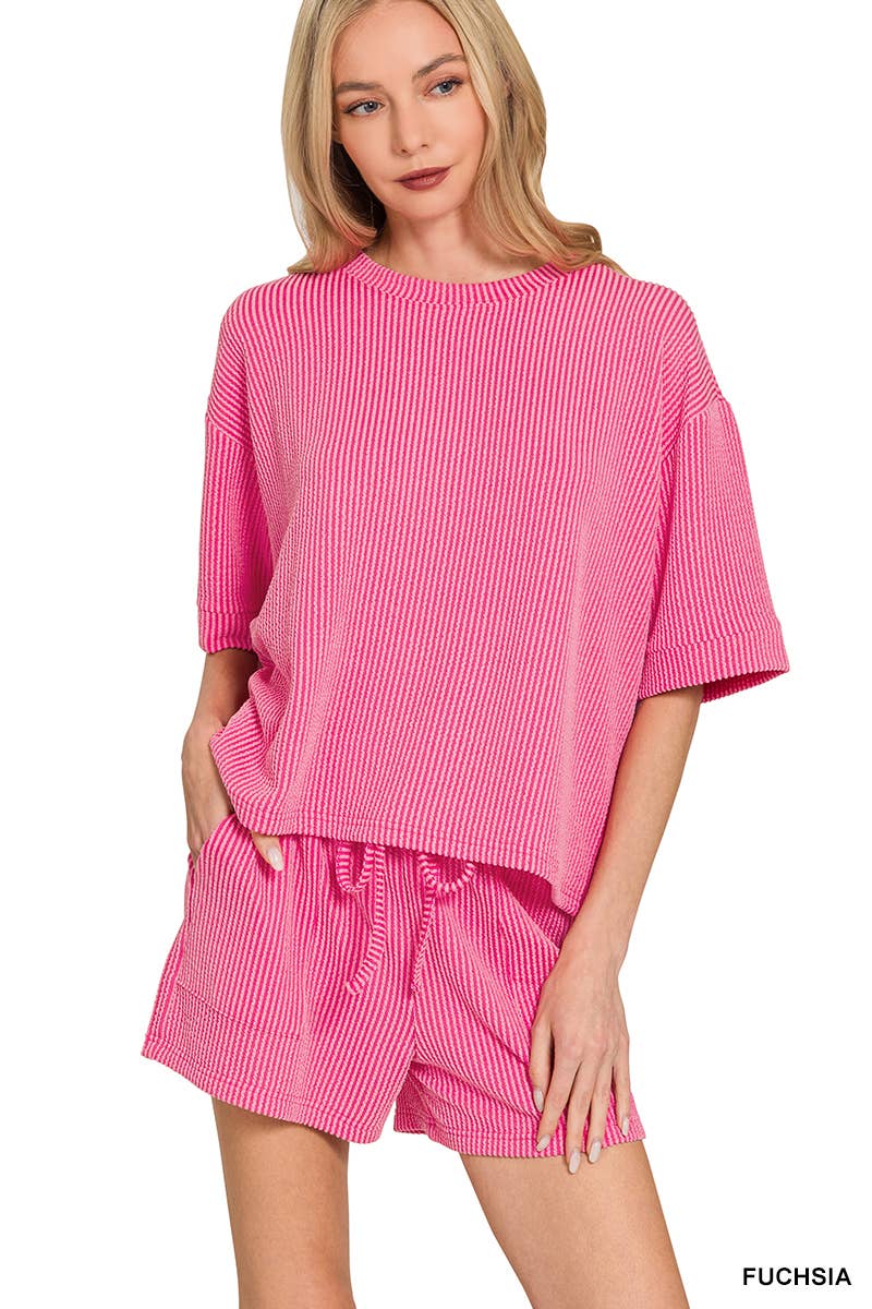 Vanilla Monkey – Engroshandel Top- og buksesæt (IKKE Loungewear) - Dame – Sæt med kortærmet T-shirt i rib og korte bukser31