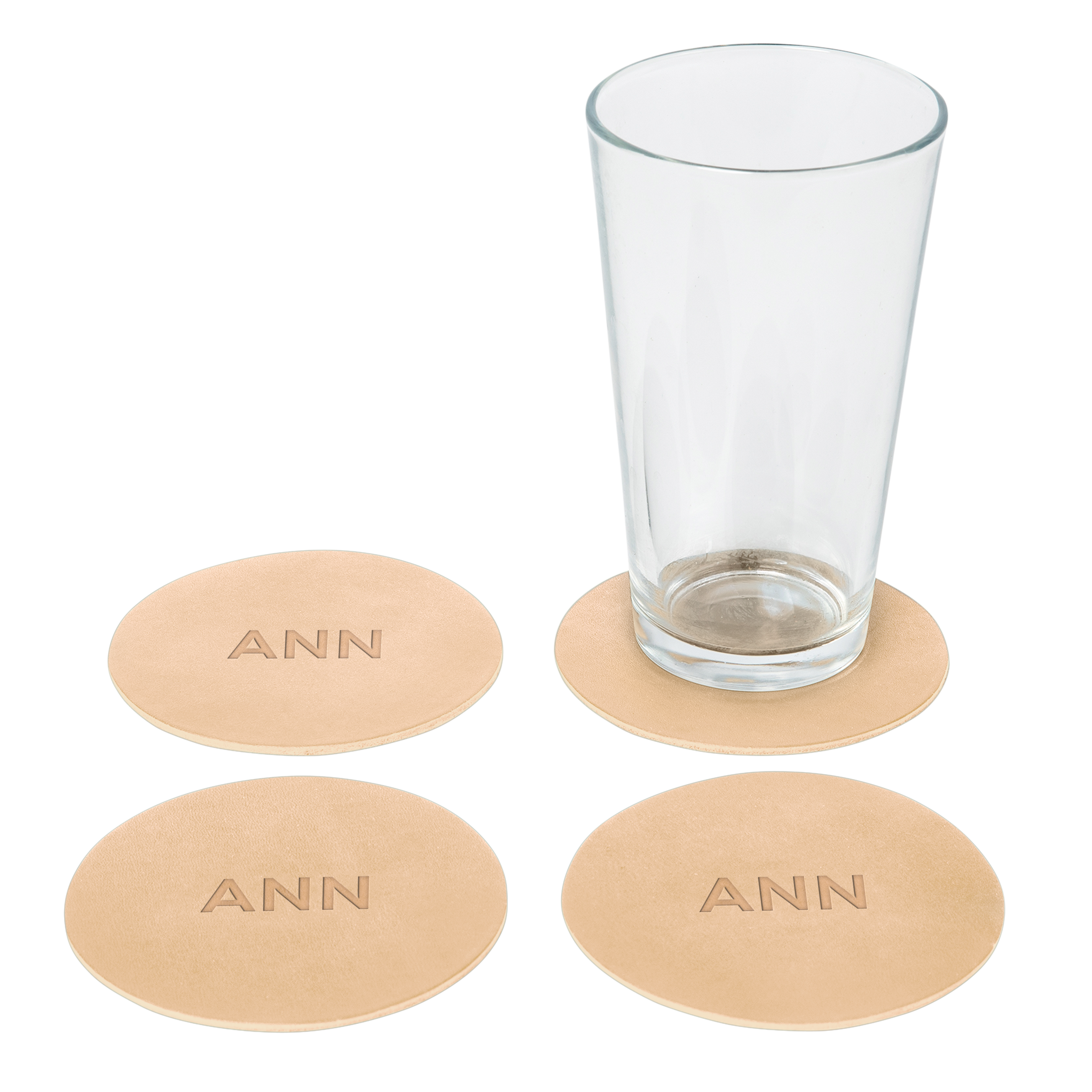Northwind - Vente Sous-verre - Ensemble de 4 sous-verres ronds en cuir pleine fleur fabriqués aux USA6