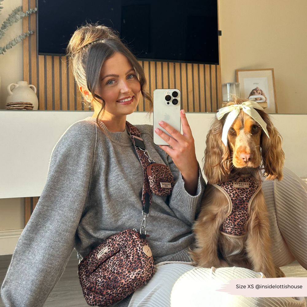 Cocopup London - Vente Sac à friandises – chien - Sac de promenade pour chien à motif léopard matelassé7