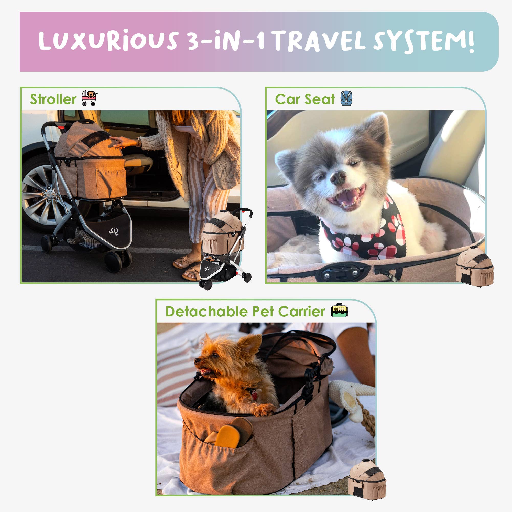 Petique - Wholesale Pet Carrier - Cat/Dog - Newport Pet Stroller (3-in-1 Travel System)26