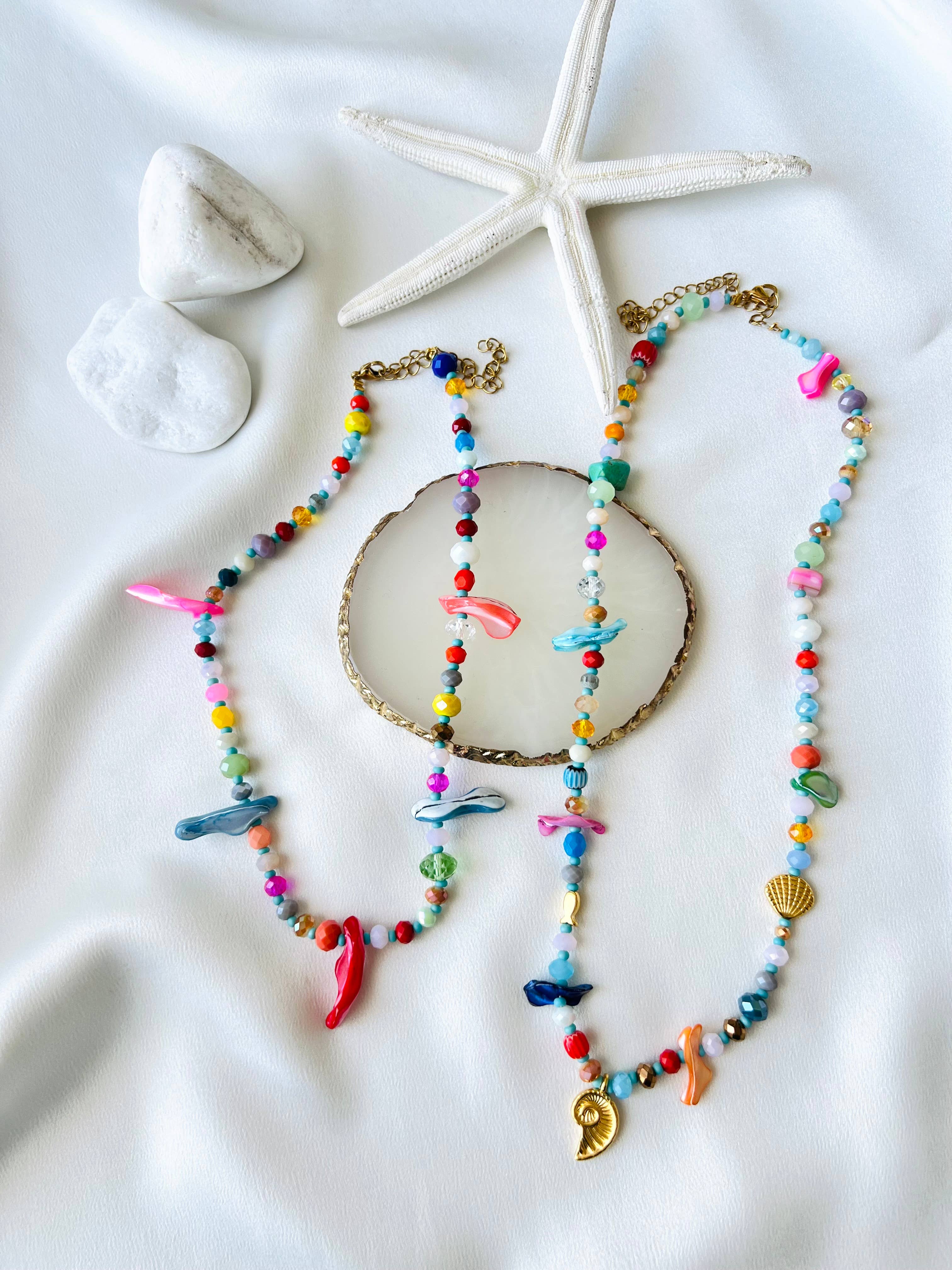 Goupi - Wholesale Beaded/Pearl Necklace - Colorful beaded summer shell necklace4