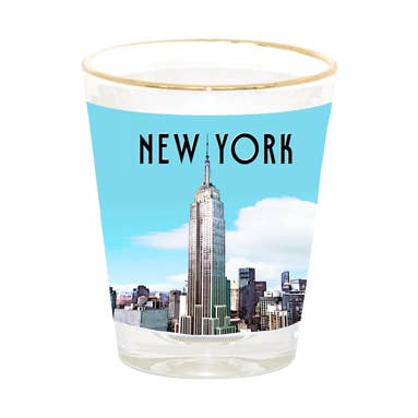 Vaso de chupito del Empire State Building Cielo Azul Nueva York para venta al por mayor de Happy Place by Lola Star