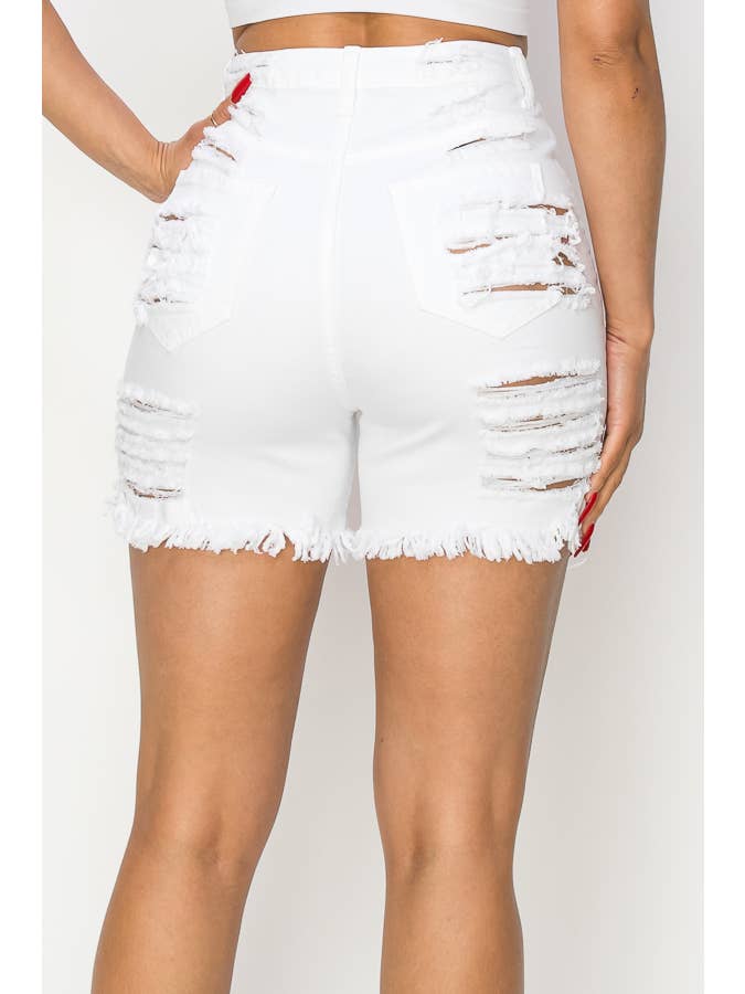 The Map Jeans - Wholesale Shorts - Women's - Women's Casual Destroy Short White Jeans N817011