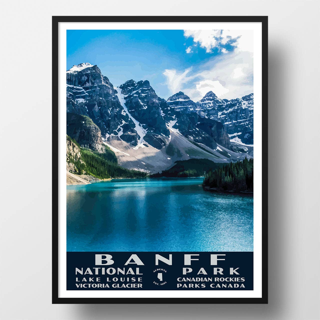 Just Go Travel Studios - Vente Poster - Affiche du parc national de Banff, WPA (lac Moraine) - WS1
