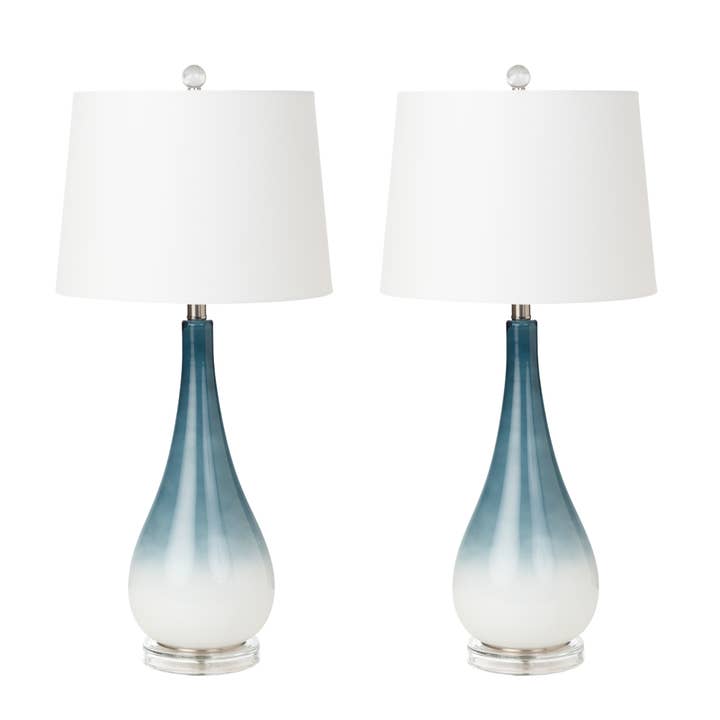 Ombre Glass Table Lamps, Linen Shade, 3-Way Switch (2-Pack) for wholesale by Lux Lighting