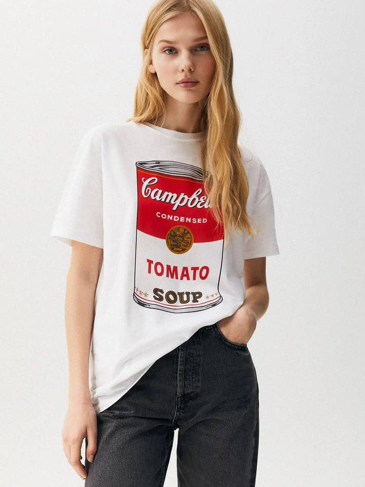 Oversize T-shirt met Tomato Soup-print voor wholesale door BAMOST