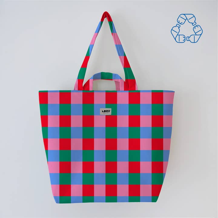 Lori Barcelona - Wholesale Tote Bag - Women's - VICHY Checkered Handle Bag Color2