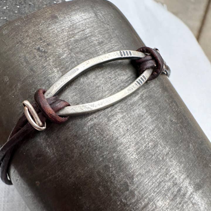 Bridle Leather & Sterling Silver Knotted Bracelet by iNk Jewelry for wholesale by iNk Jewelry