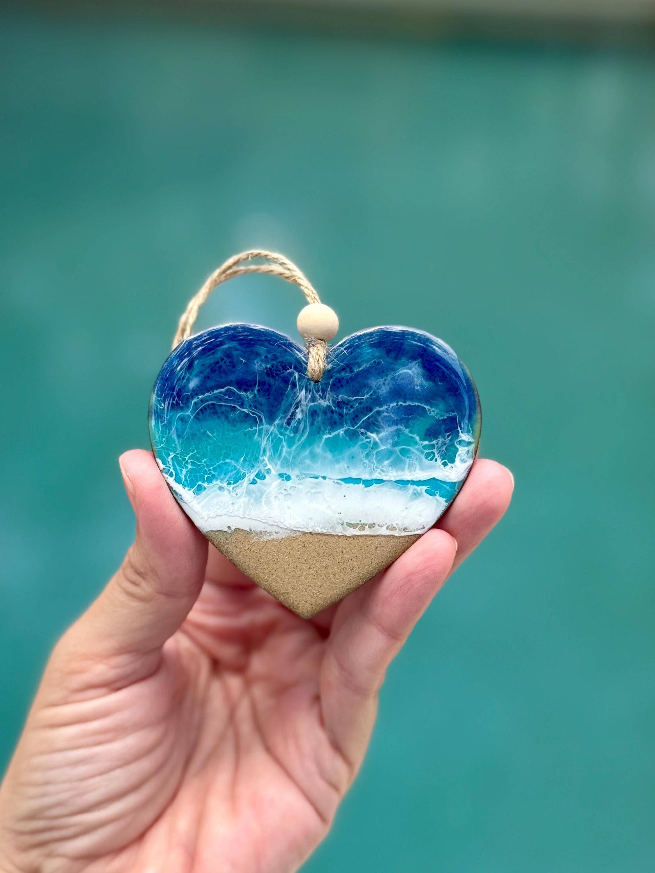 Artful Nests - Wholesale Ornament - Ocean Resin Heart Ornament: Beach Inspired Decor - Christmas Tree Ornament Newlywed Anniversary6