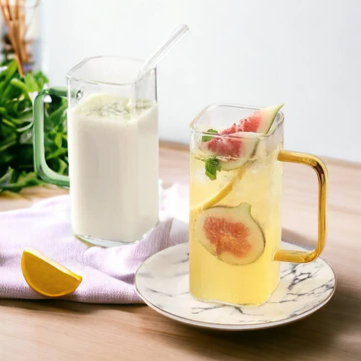 400ml Square Glass Mug | Drinkware for wholesale by IVORE.GROUP (We cover All Import duty)