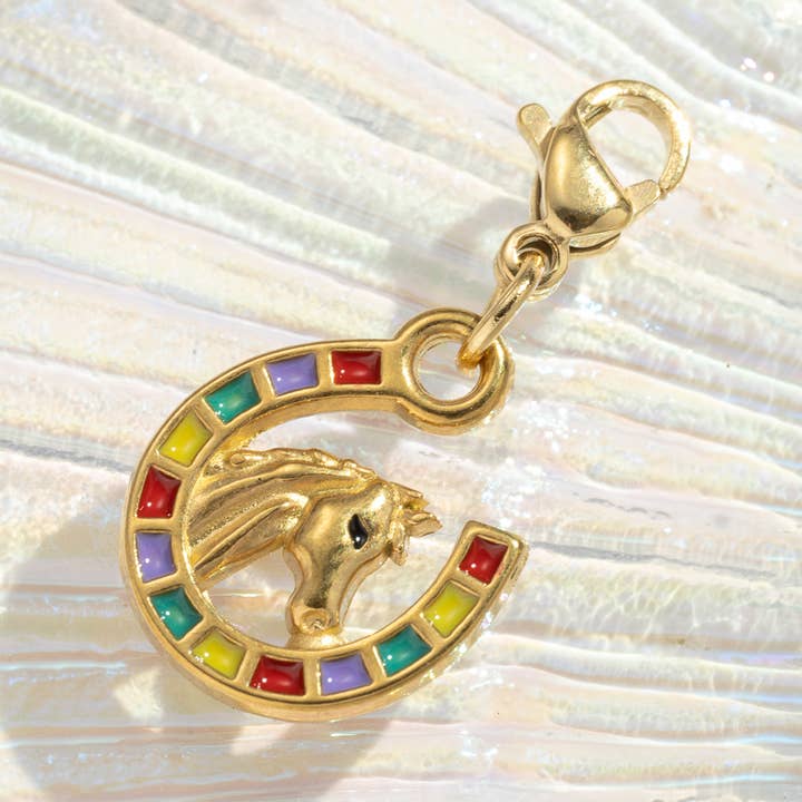 COSMOS – wholesale Individual charm/pendant – Multicolored Horseshoe Pendant – Stainless Steel0