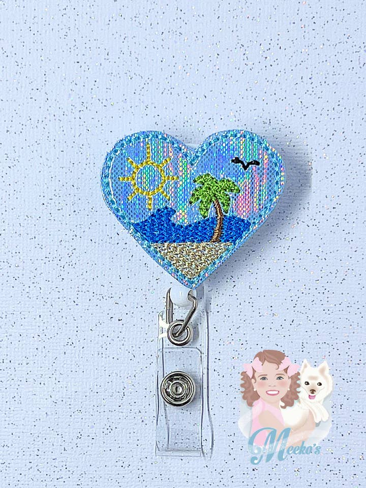 Rollo de insignias de verano de Beach Heart para enfermeras y profesores para venta al por mayor de Meeko’s Must Haves
